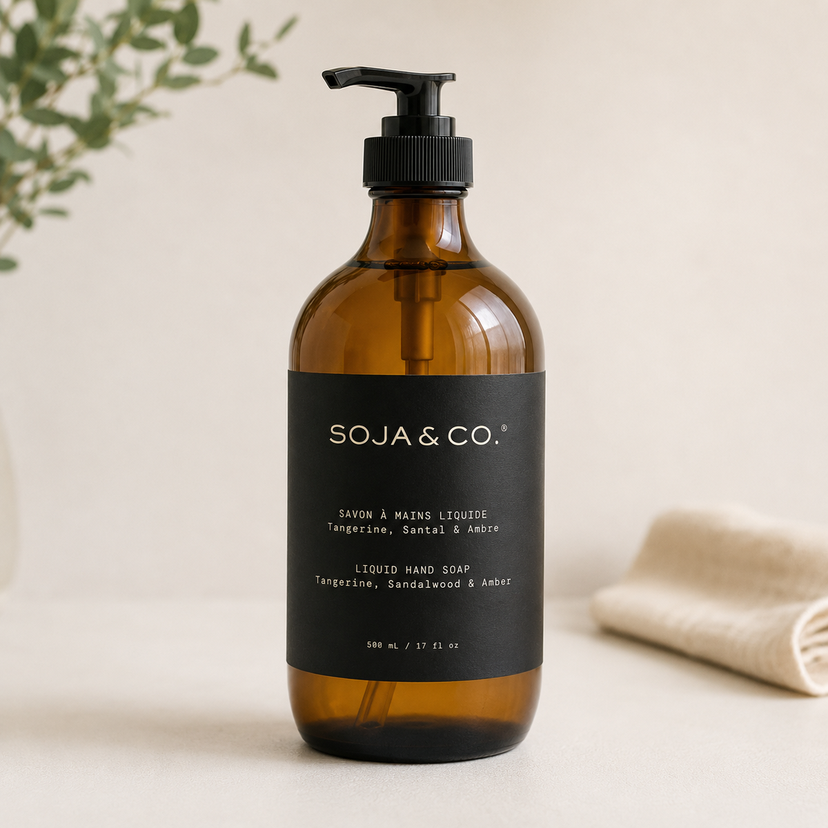 SOJA&CO. Tangerine, Sandalwood + Amber Hand Soap